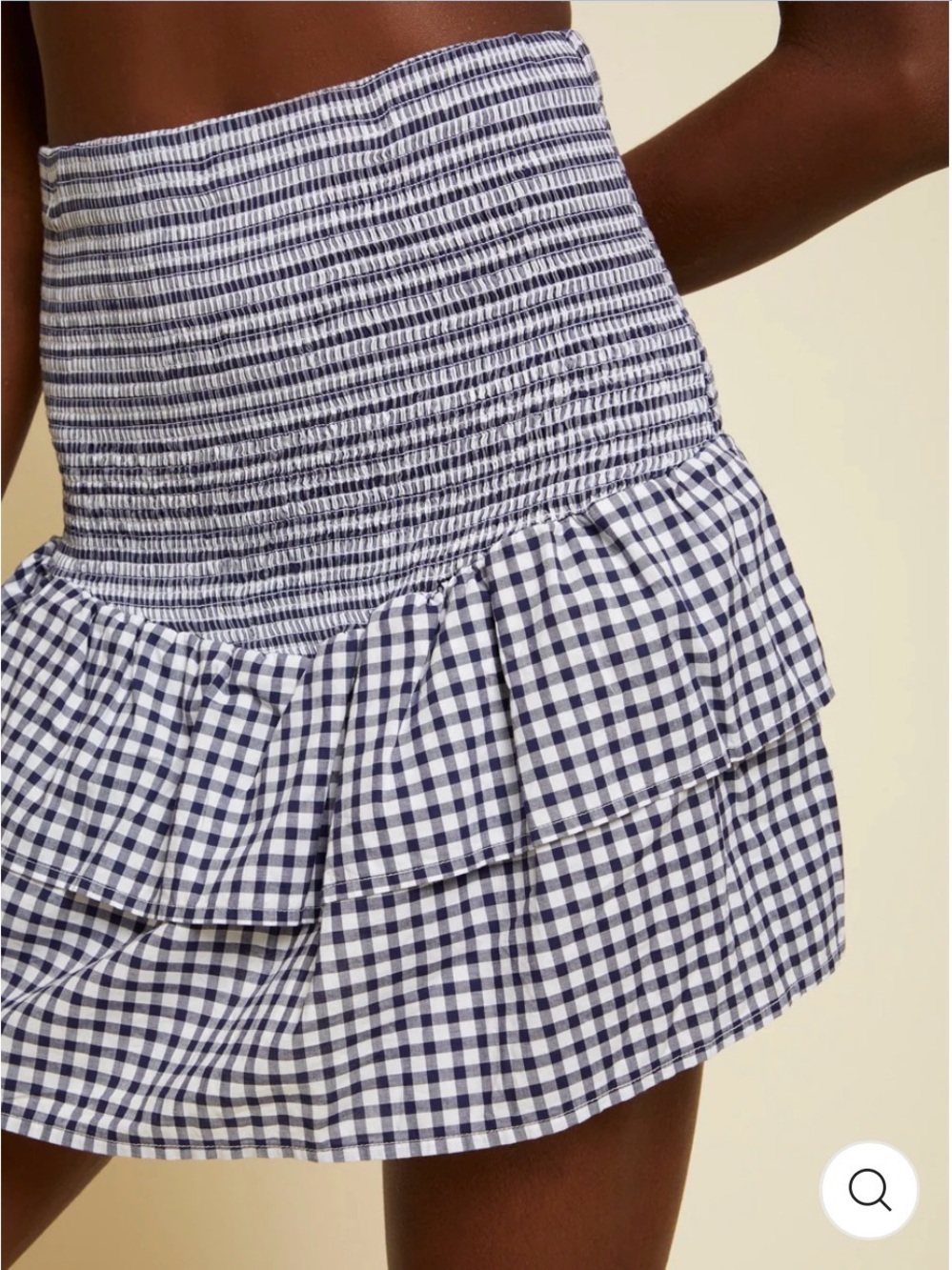 Nation LTD Nili Party Skirt Blue White Gingham Smocked Tiered Mini Skirt Small